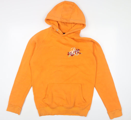 BEE INSPIRED Womens Orange Cotton Pullover Hoodie Size M Pullover