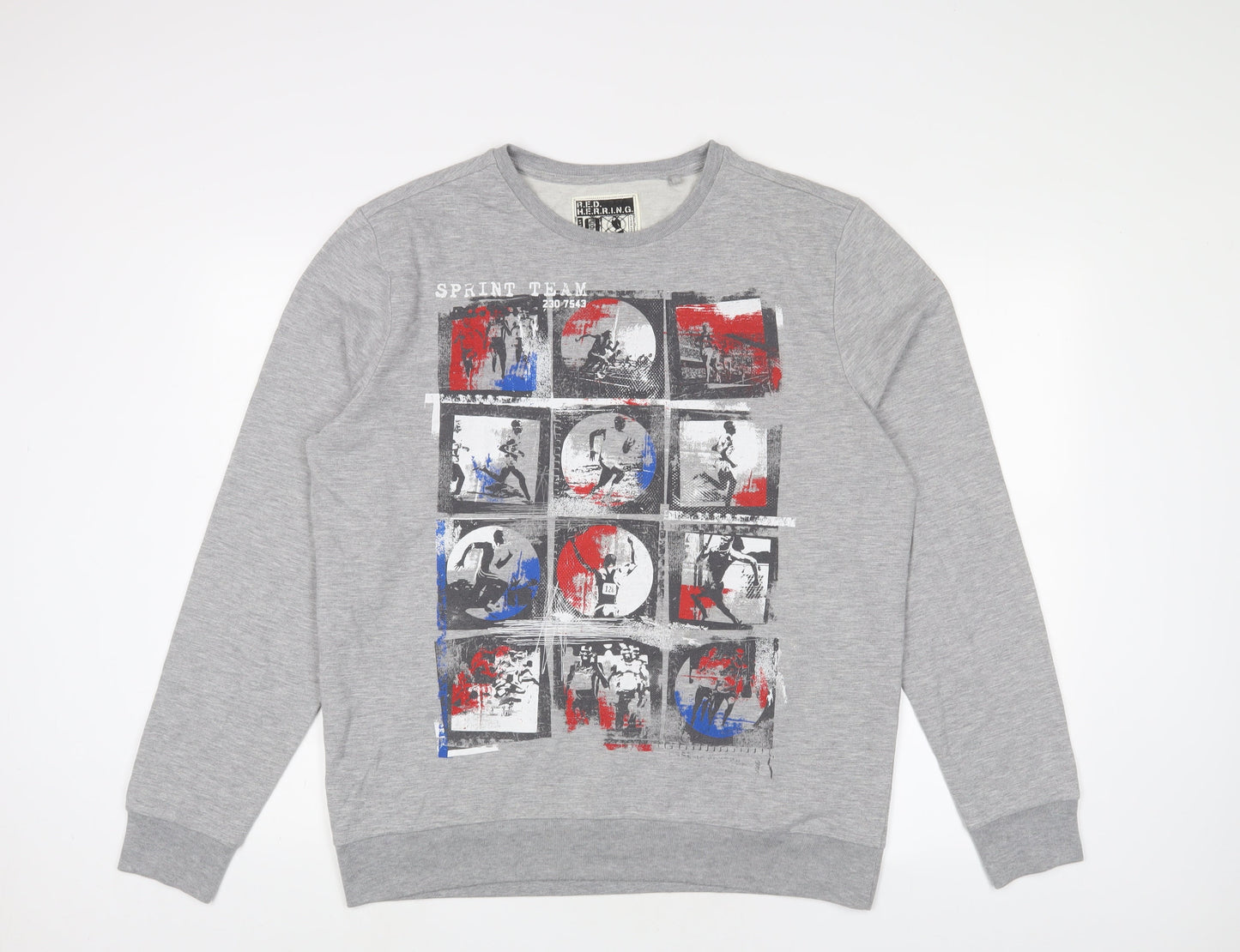 Red Herring Mens Grey Cotton Pullover Sweatshirt Size XL