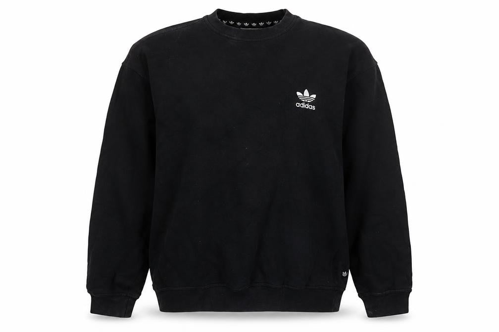 adidas Womens Black Cotton Pullover Sweatshirt Size 8 Pullover - Logo, Embroidered