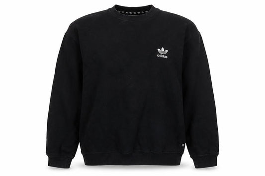 adidas Womens Black Cotton Pullover Sweatshirt Size 8 Pullover - Logo, Embroidered