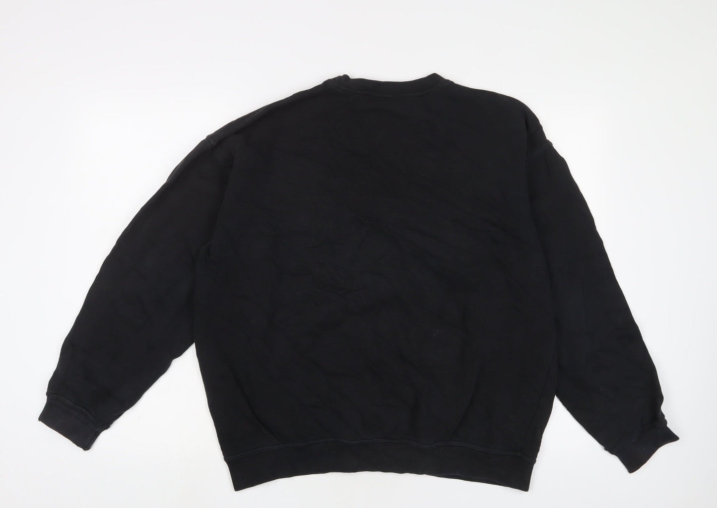 adidas Womens Black Cotton Pullover Sweatshirt Size 8 Pullover - Logo, Embroidered