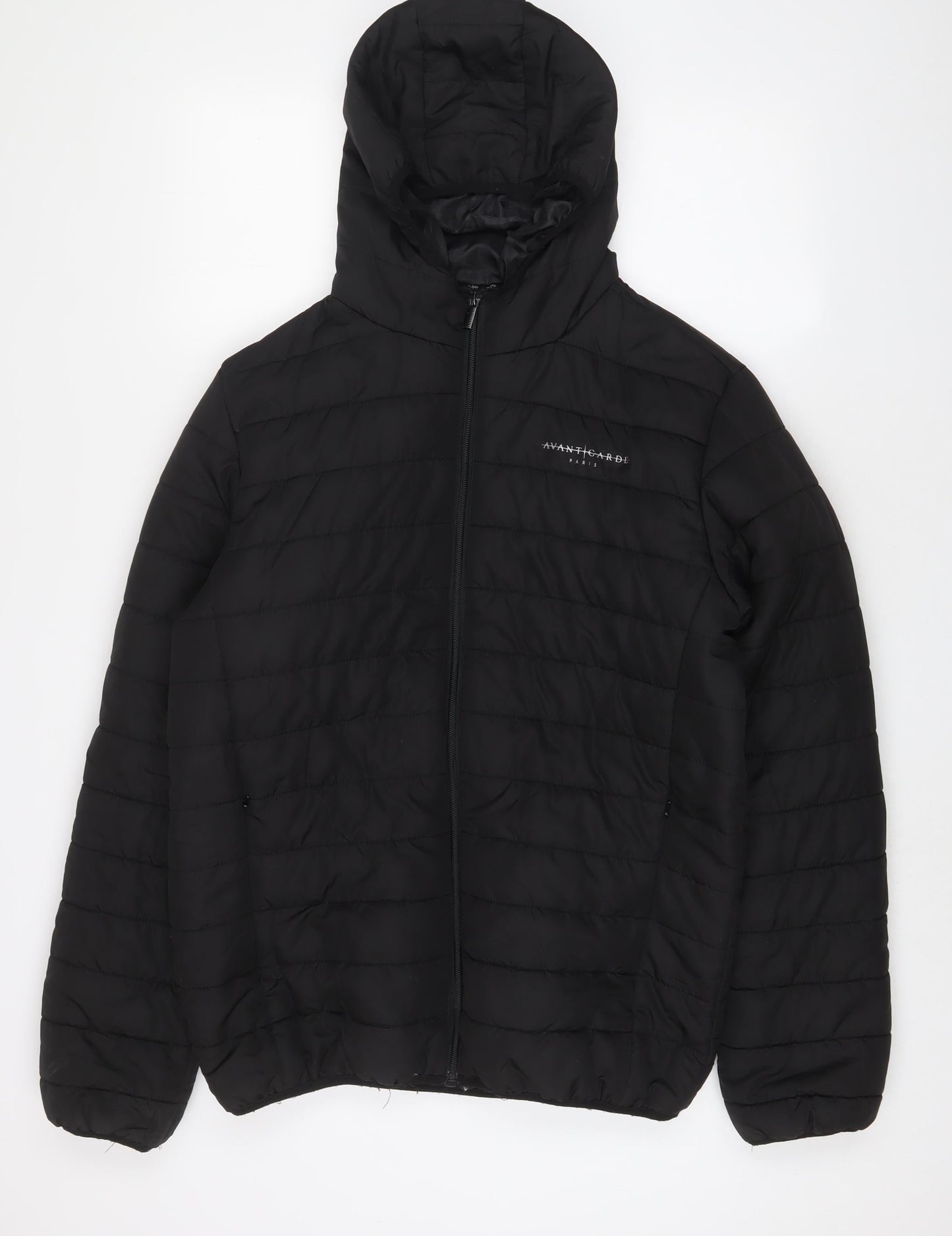 Avant Garde Mens Black Puffer Jacket Jacket Size L Zip