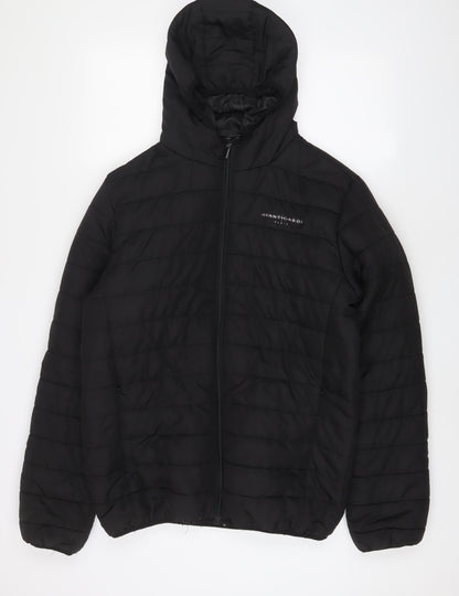 Avant Garde Mens Black Puffer Jacket Jacket Size L Zip