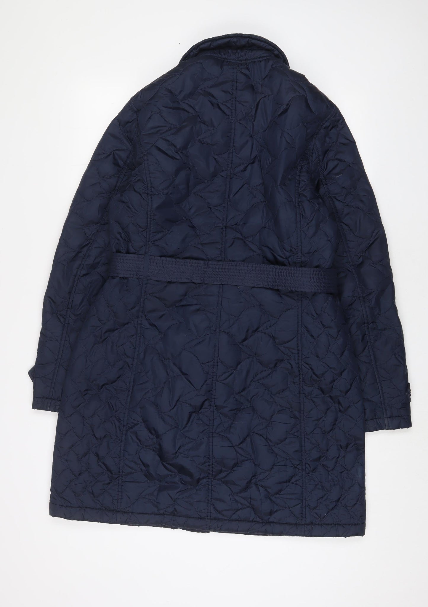Lands' End Womens Blue Quilted Jacket Size M Snap - Belted