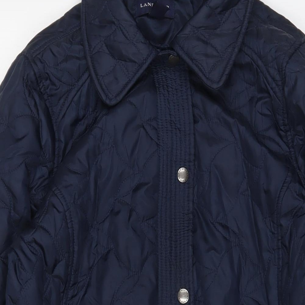 Lands' End Womens Blue Quilted Jacket Size M Snap - Belted