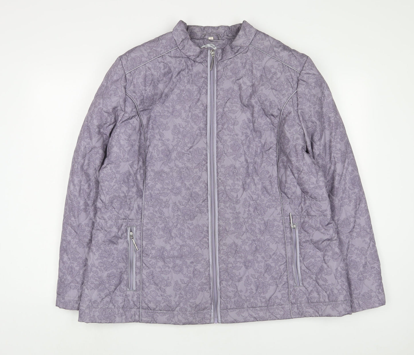 Anna Rose Womens Purple Floral Puffer Jacket Jacket Size 20 Zip