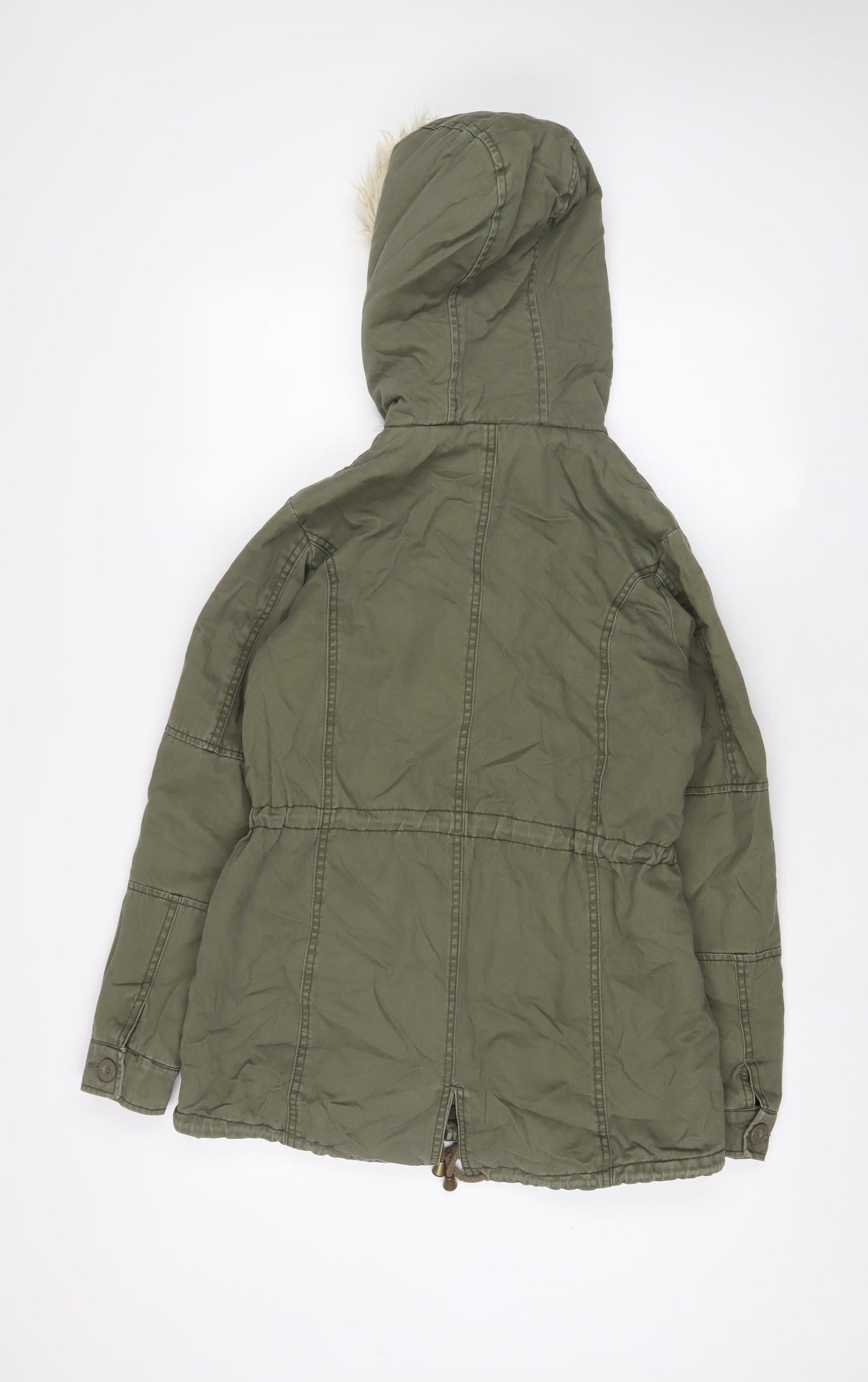 New Look Womens Green Parka Coat Size 8 Zip