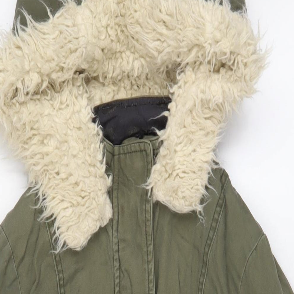 New Look Womens Green Parka Coat Size 8 Zip