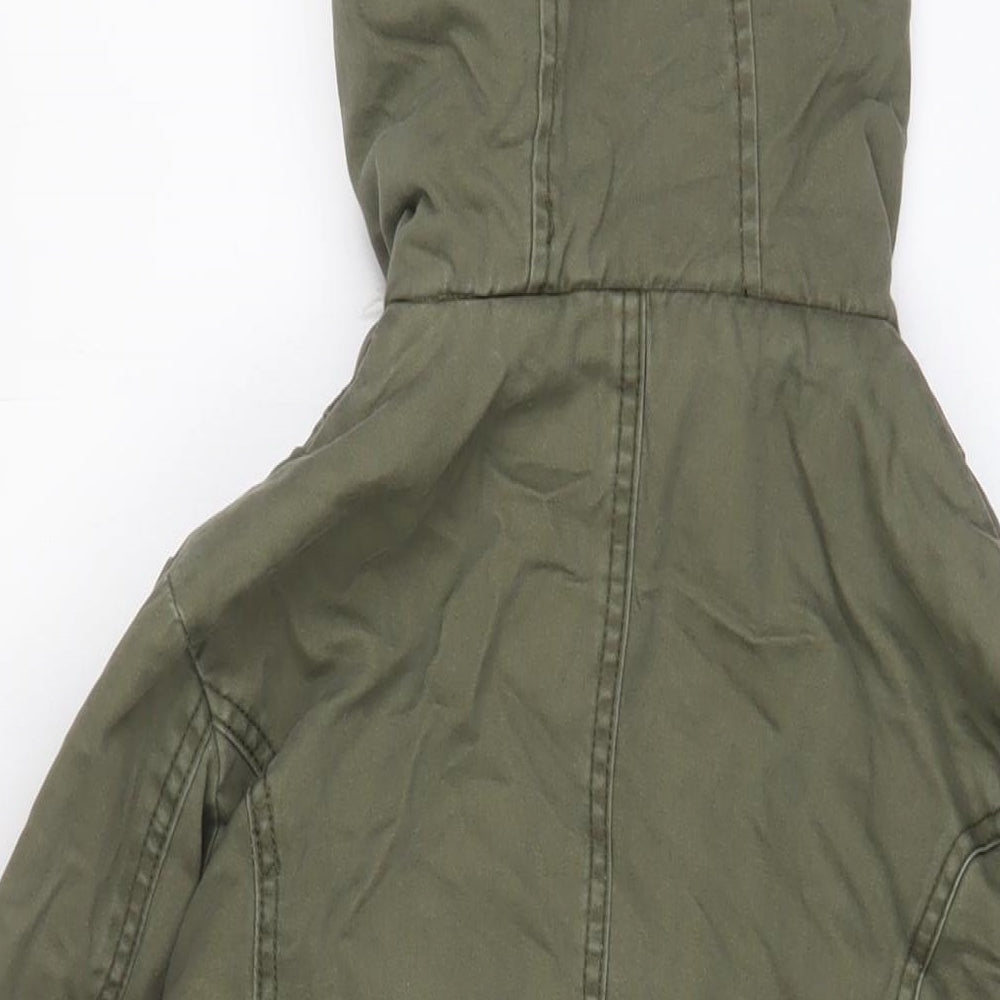 New Look Womens Green Parka Coat Size 8 Zip