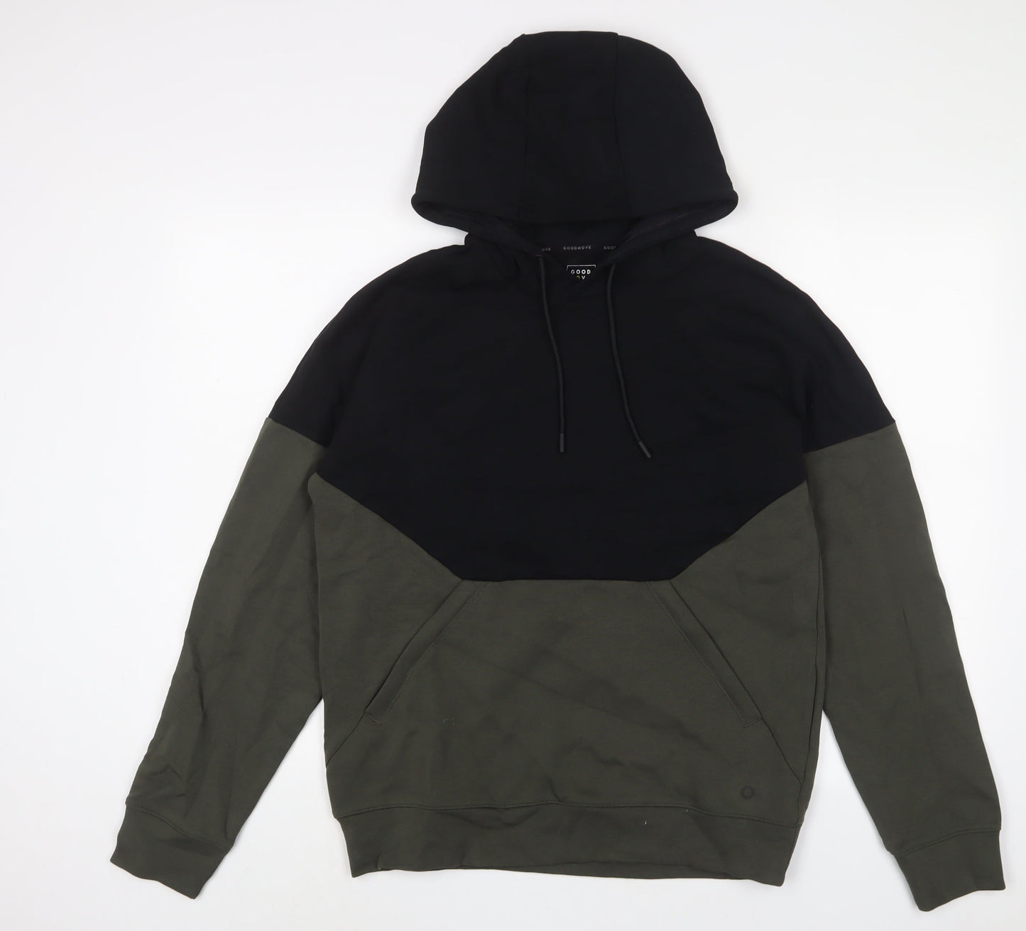 GOODMOVE Mens Green Cotton Pullover Hoodie Size S
