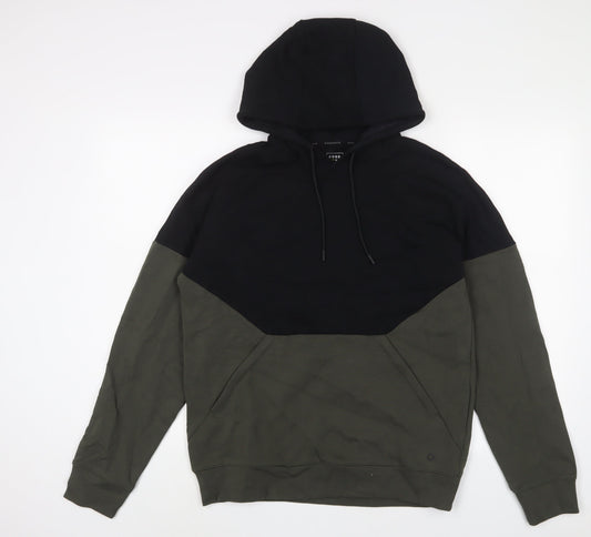 GOODMOVE Mens Green Cotton Pullover Hoodie Size S
