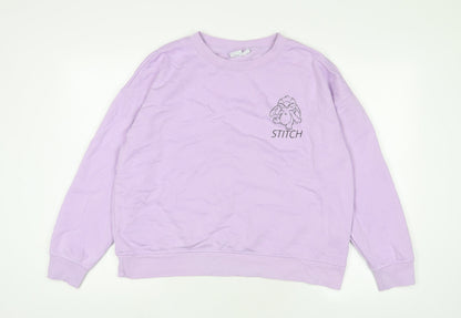 Preloved Disney Womens Purple Cotton Pullover Sweatshirt Size M Pullover - Stitch - Front