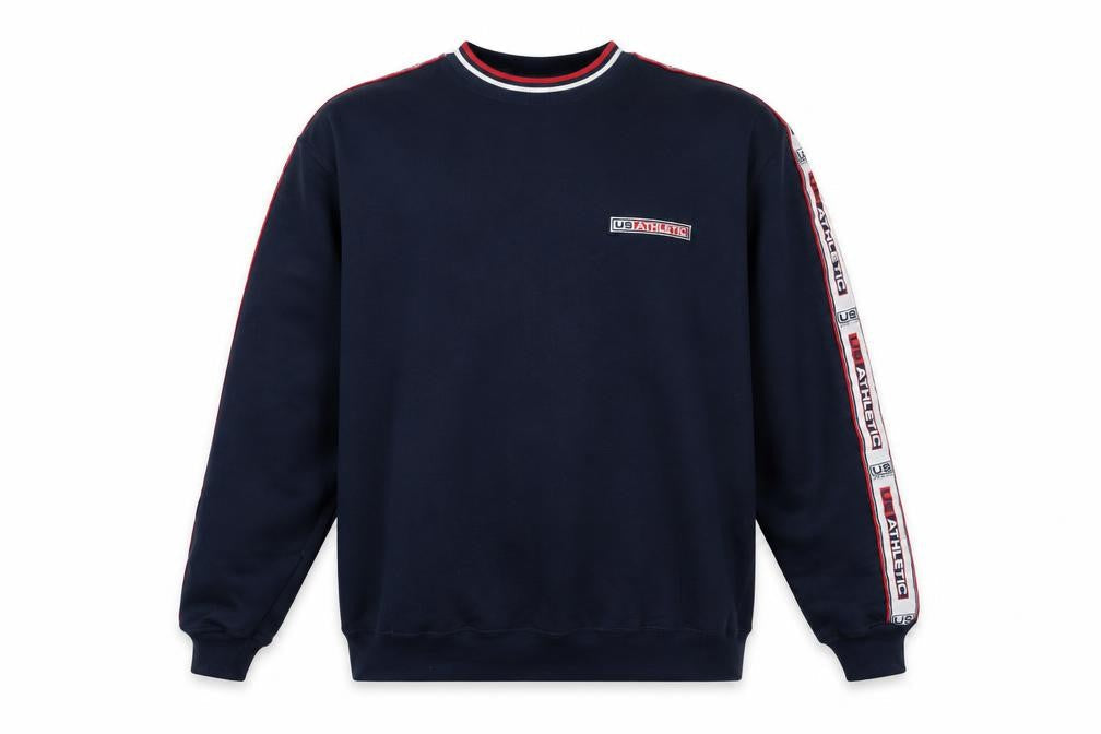 US Athletic Mens Blue Cotton Pullover Sweatshirt Size M - Logo, Embroidered