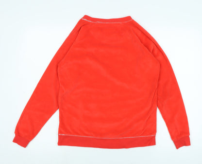 Preloved Disney Womens Red Crew Neck Polyester Pullover Jumper Size 8 - Bonjour Oooh La La - Back