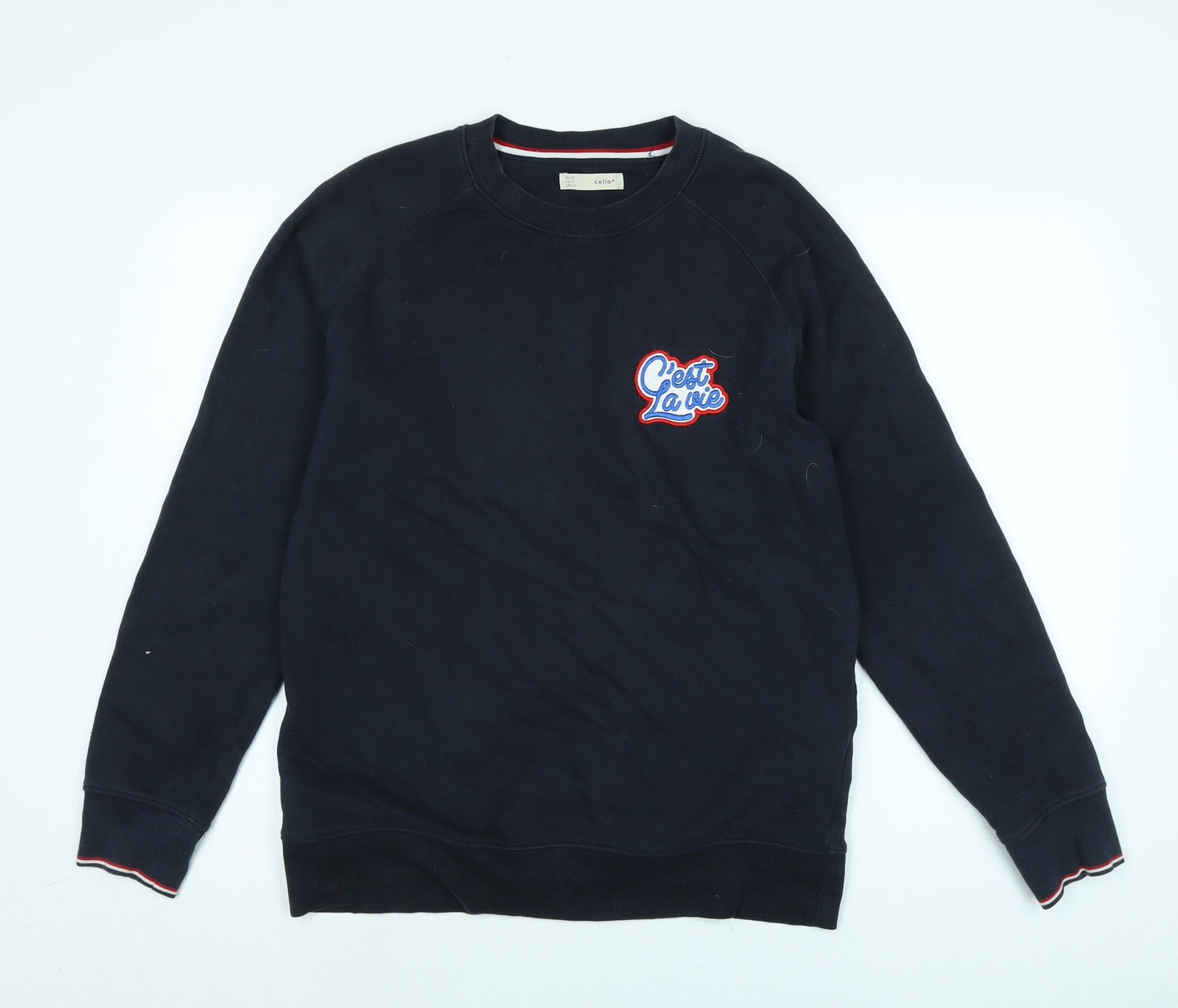 celio* Womens Blue Cotton Pullover Sweatshirt Size M - C'est La vie