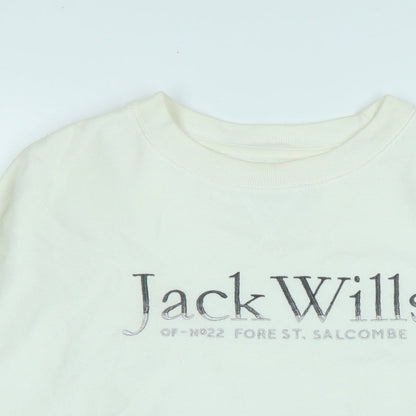 Jack Wills Womens Ivory Polyester Pullover Sweatshirt Size 8 - Logo