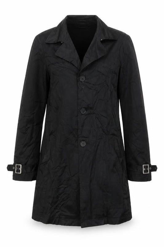 United Colors of Benetton Womens Black Trench Coat Coat Size 10 Button