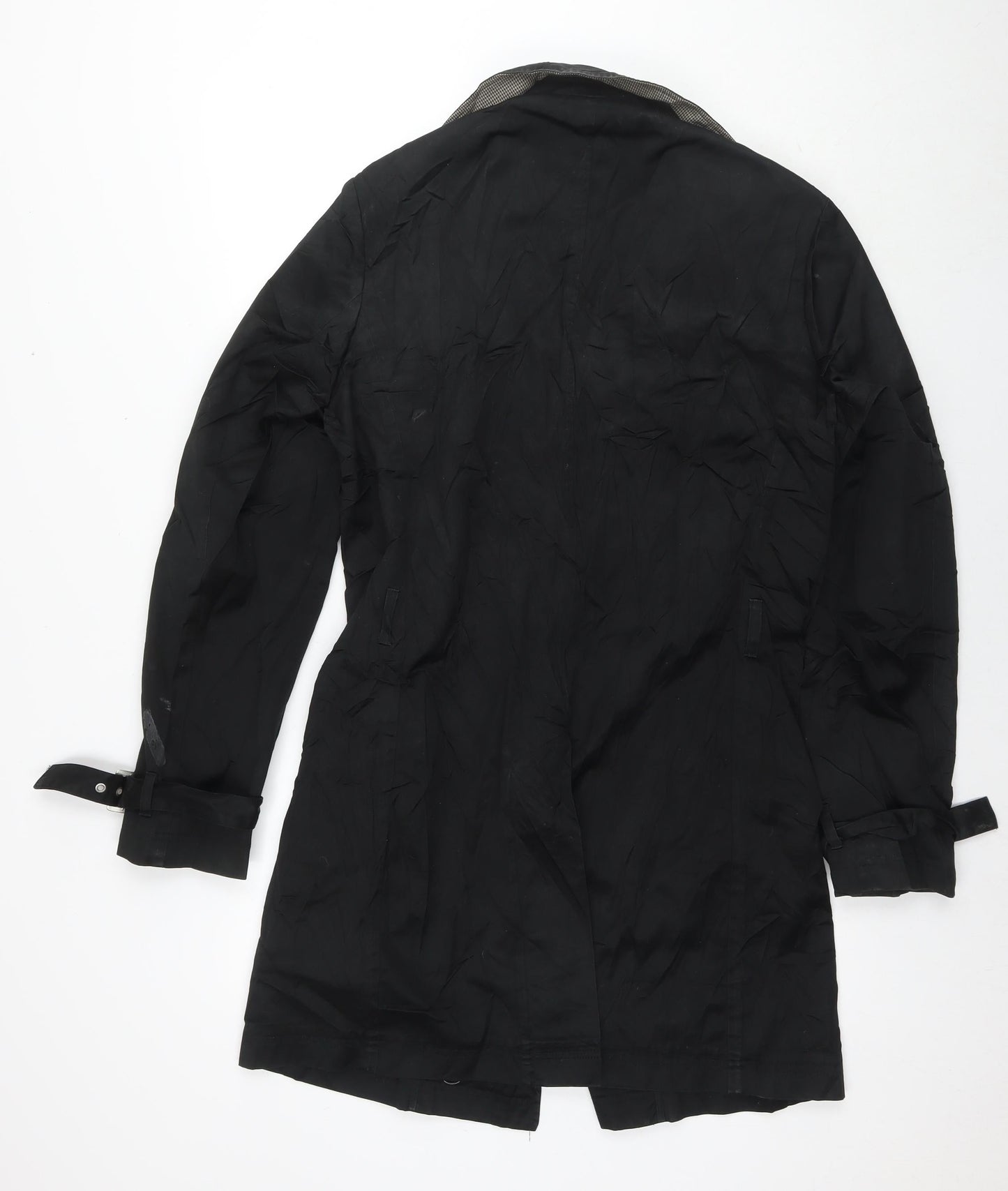 United Colors of Benetton Womens Black Trench Coat Coat Size 10 Button