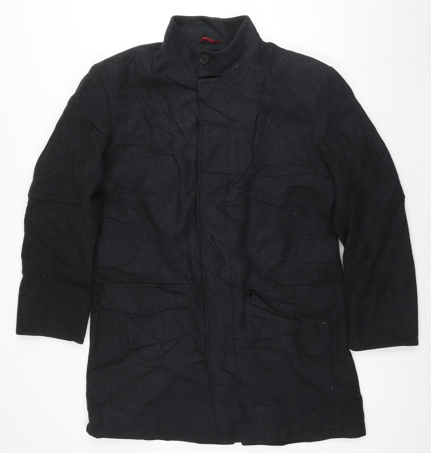 John Richmond Mens Grey Overcoat Coat Size M Button