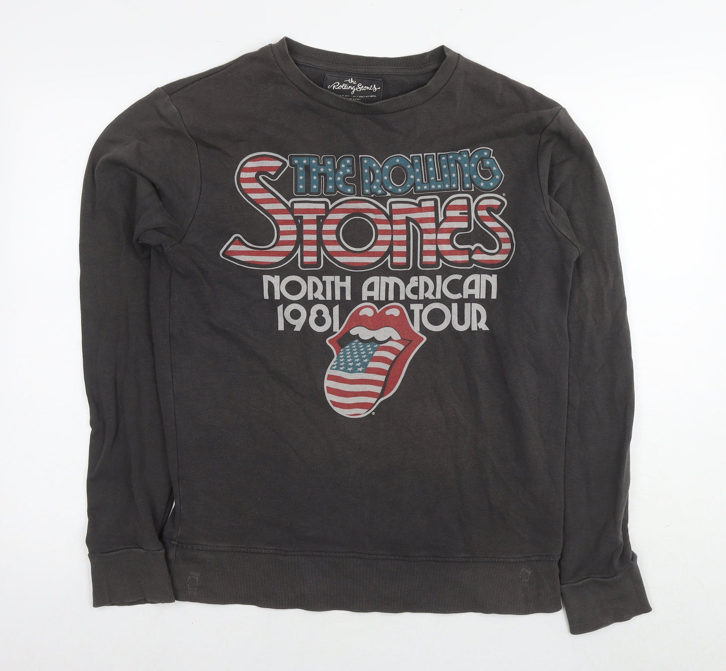 The Rolling Stones Womens Grey Cotton Pullover Sweatshirt Size M Pullover - Logo