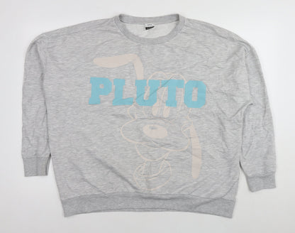 Preloved Disney Womens Grey Polyester Pullover Sweatshirt Size 16 Pullover - Pluto Size 16-18 - Front