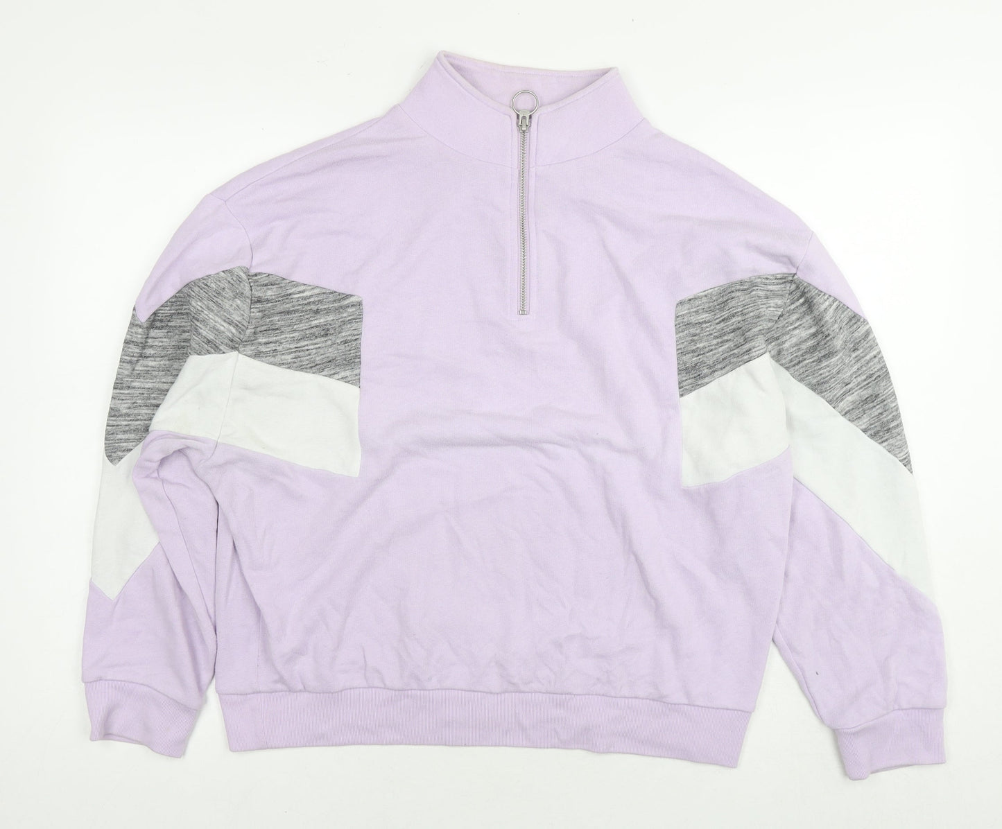 PINK Womens Purple Floral Cotton Pullover Sweatshirt Size S Pullover