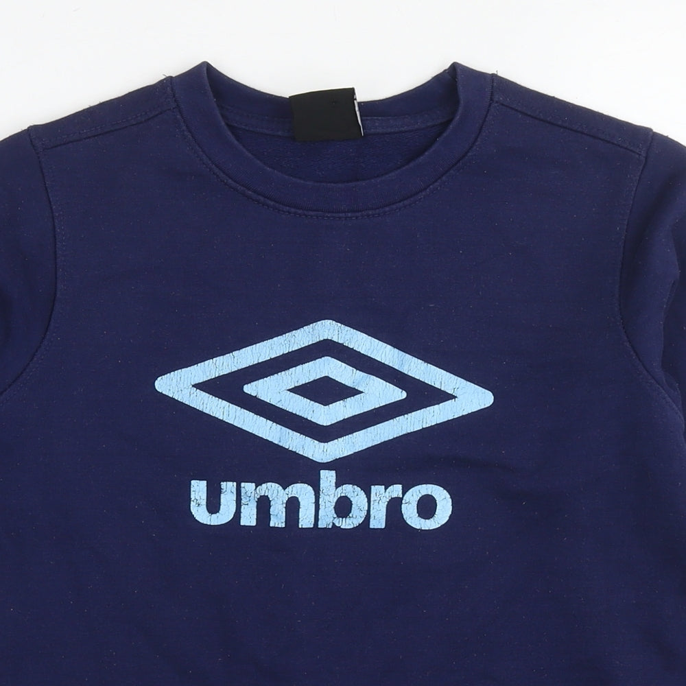 Umbro Boys Blue Cotton Pullover Sweatshirt Size 12-13 Years Pullover - Logo
