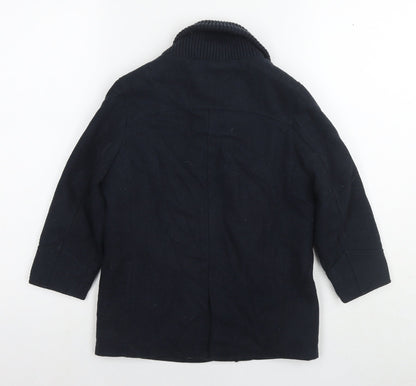 Back view of J Jeans boys’ blue pea coat coat, size 5, years button