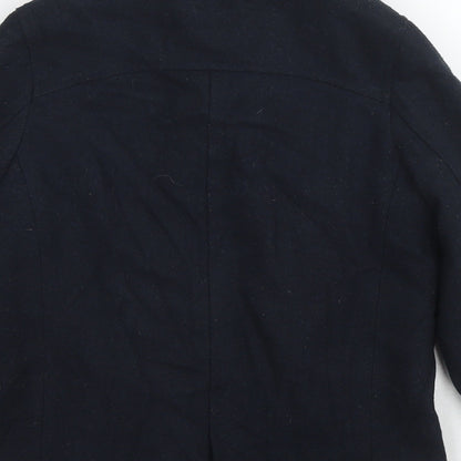 Brand and care label for J Jeans boys’ blue pea coat coat, size 5, years button