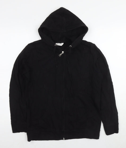 B6 Sport Womens Black Cotton Full Zip Hoodie Size 12 Zip