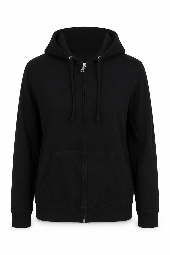 B6 Sport Womens Black Cotton Full Zip Hoodie Size 12 Zip