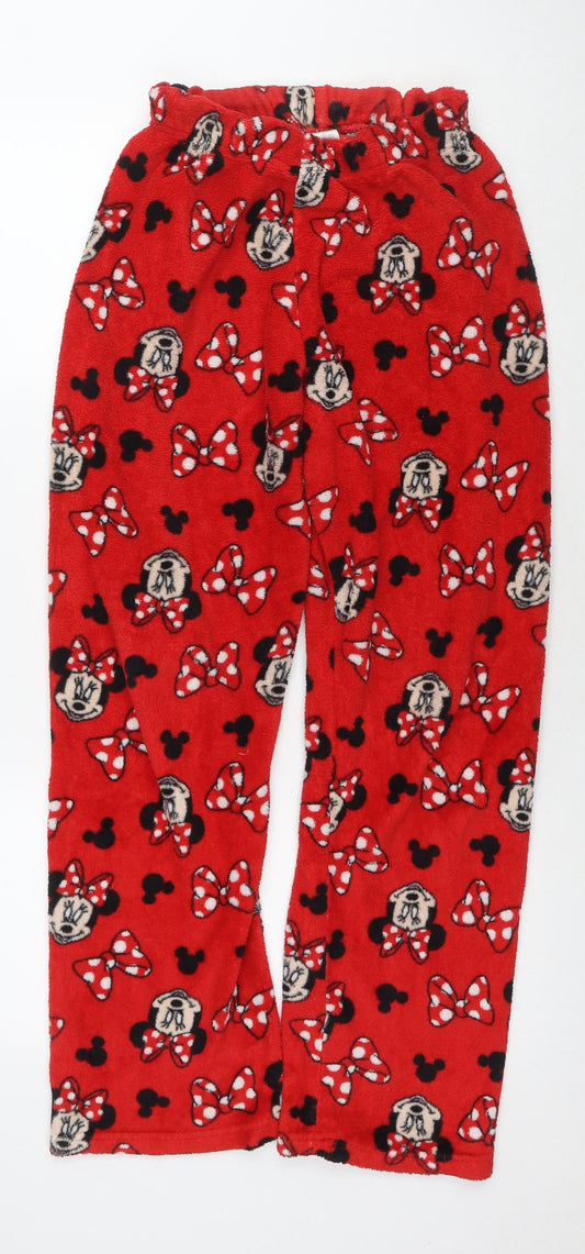 Minnie Mouse Womens Red Solid Polyester Capri Lounge Pants Size 6 - W-24', L-27' Logo
