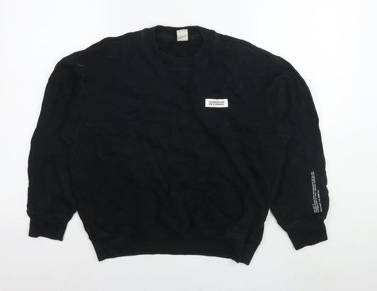 Uniqlo Womens Black Cotton Pullover Sweatshirt Size S Pullover - Quote Text Wings