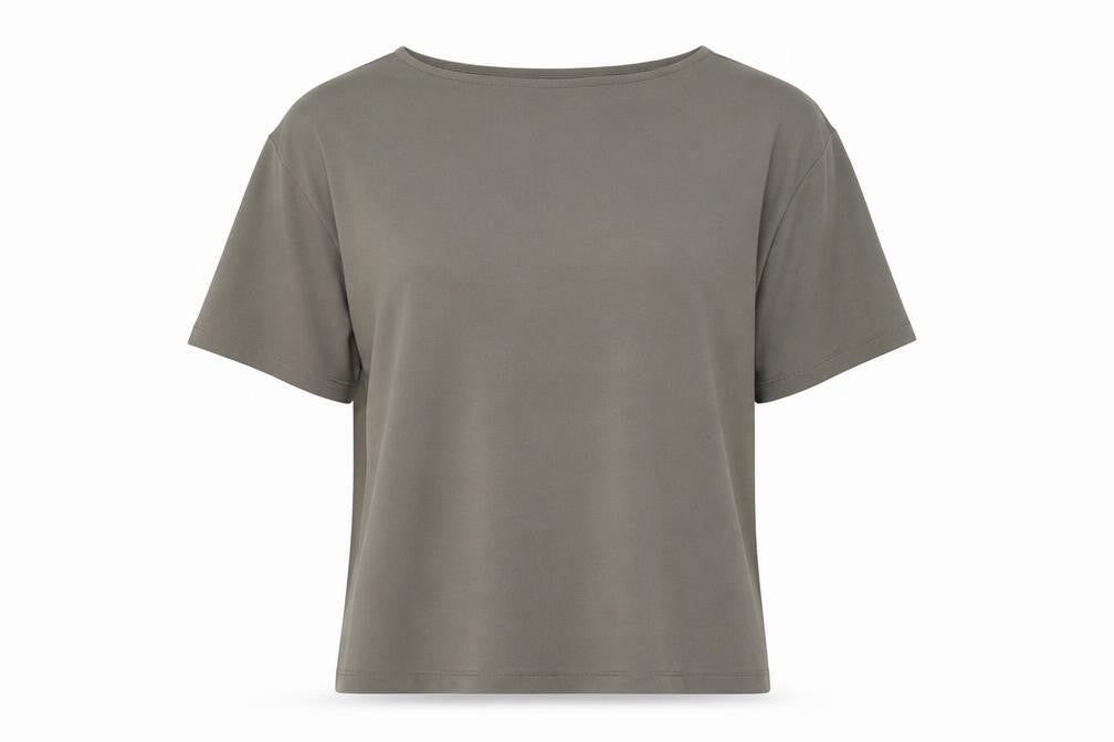 H&M Womens Green Polyester Basic T-Shirt Size S Boat Neck