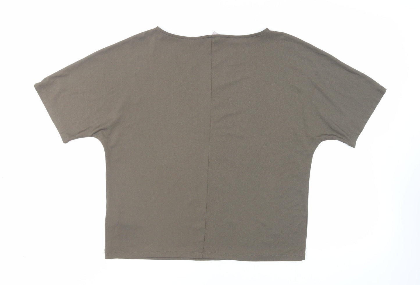 H&M Womens Green Polyester Basic T-Shirt Size S Boat Neck