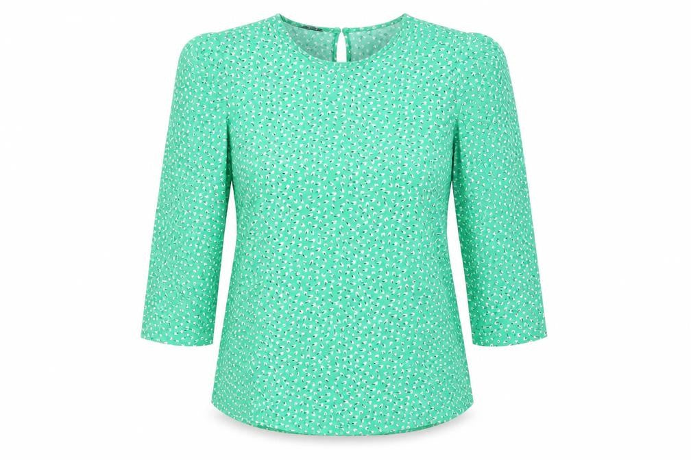 Adrianna Papell Womens Green Floral Polyester Basic Blouse Size L Mock Neck