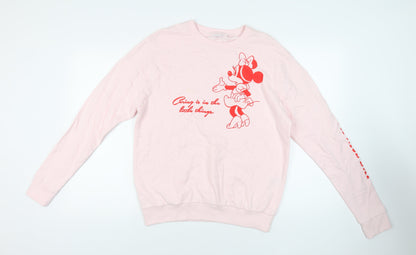 Preloved Disney Womens Pink Cotton Pullover Sweatshirt Size 12 Pullover - Minnie Mosue - Front