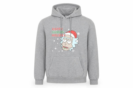 Adult Swim Mens Grey Cotton Pullover Hoodie Size S - Rick and Morty Christmas