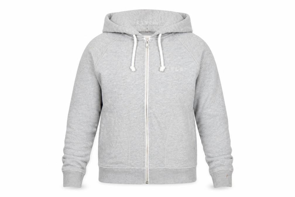 Jack Wills Womens Grey Cotton Full Zip Hoodie Size 6 Zip - Logo Pockets