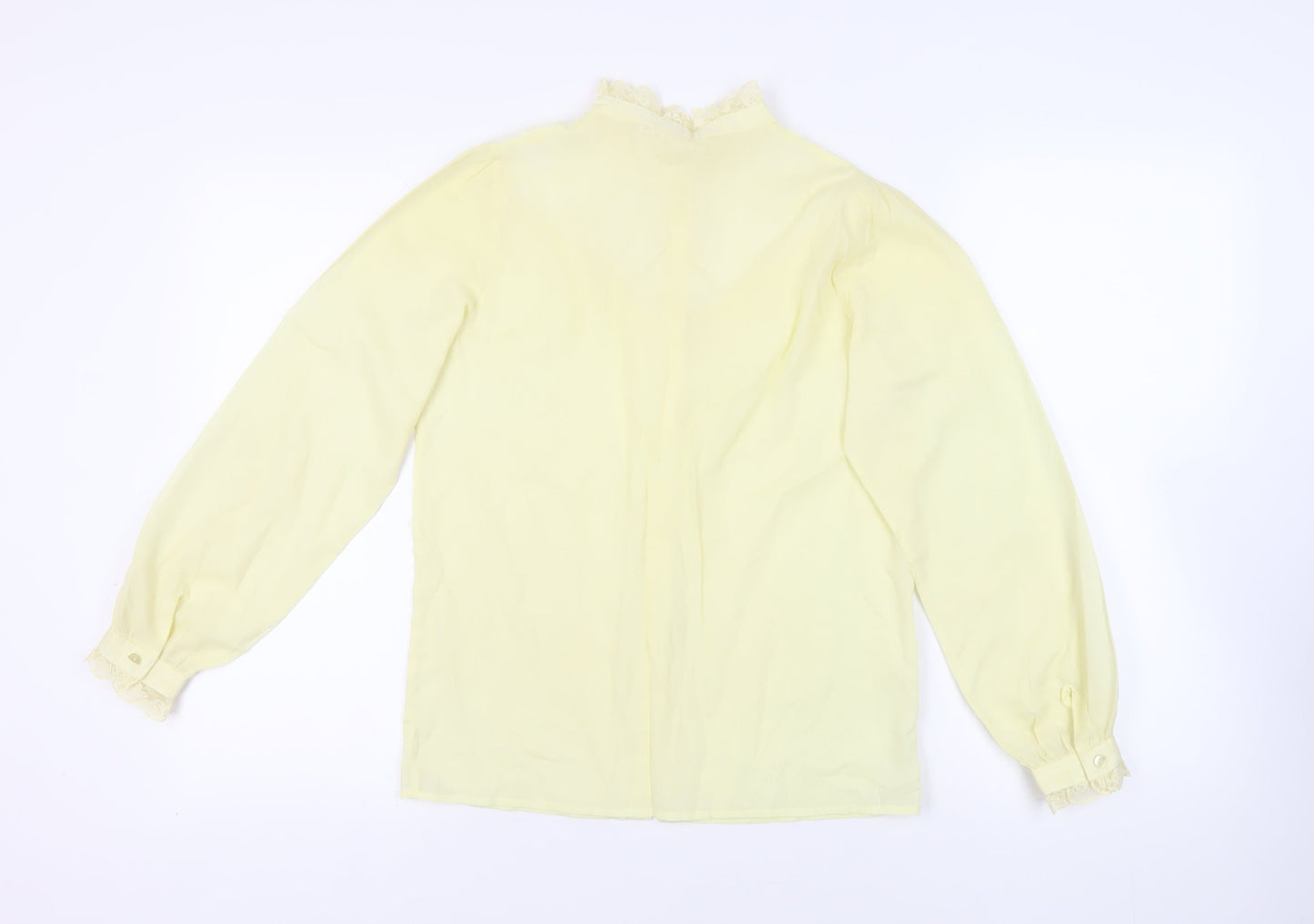 Chelsea Girl Womens Yellow Polyester Basic Button-Up Size 10 Mock Neck - Lace Detail