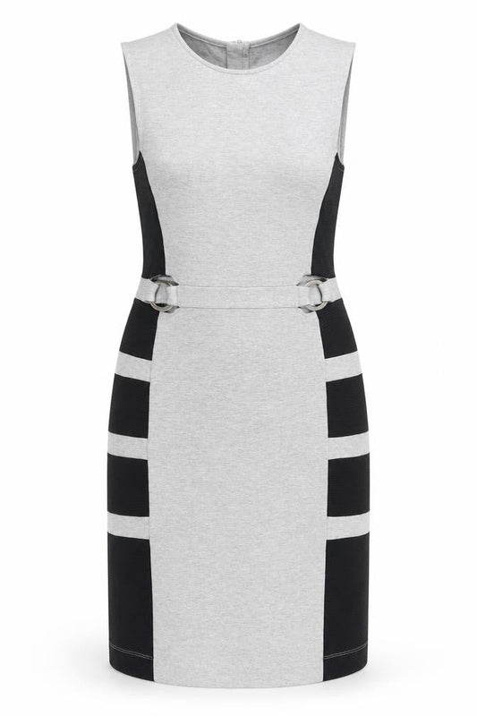 French Connection Womens Grey Viscose Pencil Dress Size 12 Round Neck Zip
