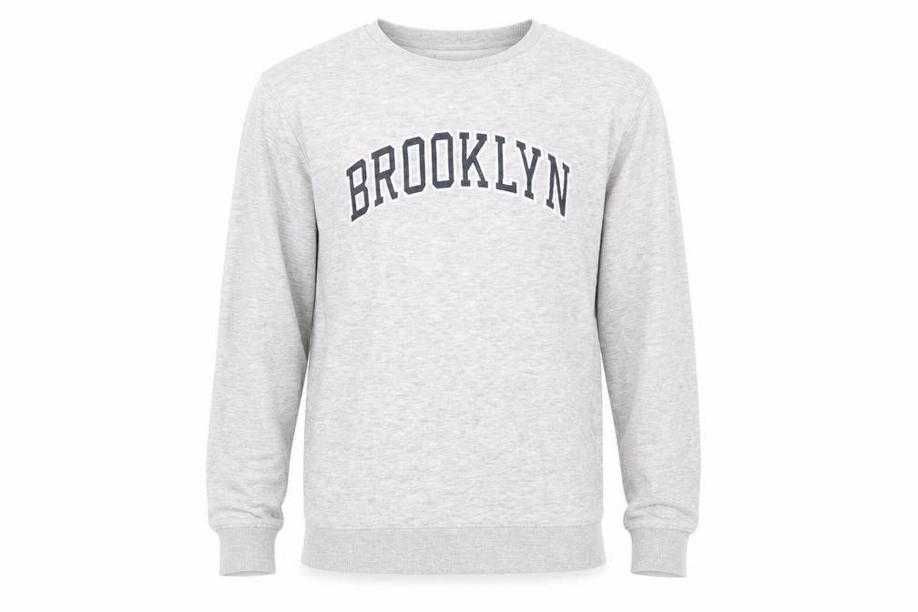 Brooklyn Mens Grey Cotton Pullover Sweatshirt Size S