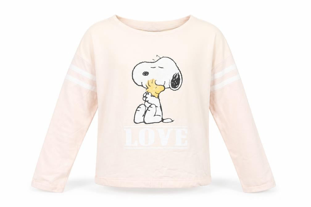Marks & Spencer Girls Pink Cotton Pullover Sweatshirt Size 12-13 Years Pullover - Snoopy