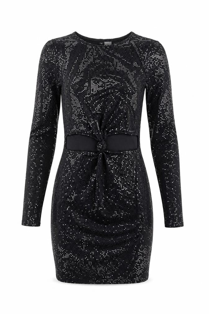Divided by H&M Womens Black Polyester Bodycon Size XS Round Neck Pullover - Sequin Cut Out