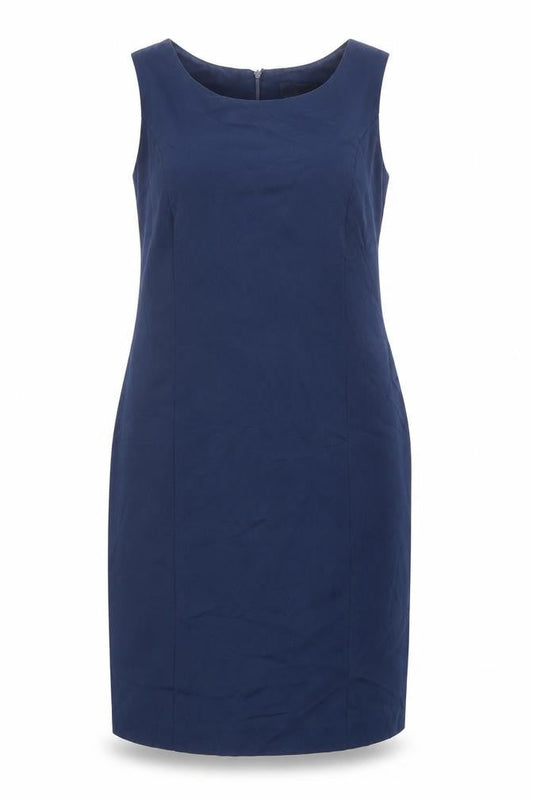 Bonprix Womens Blue Polyester Pencil Dress Size 16 Boat Neck Zip