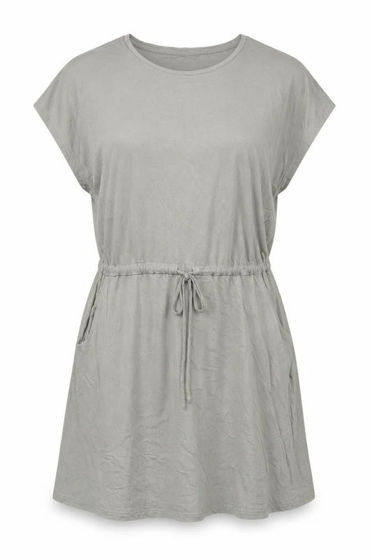 Studio Womens Green Viscose T-Shirt Dress Size 12 Round Neck Pullover - Adjustable Waist