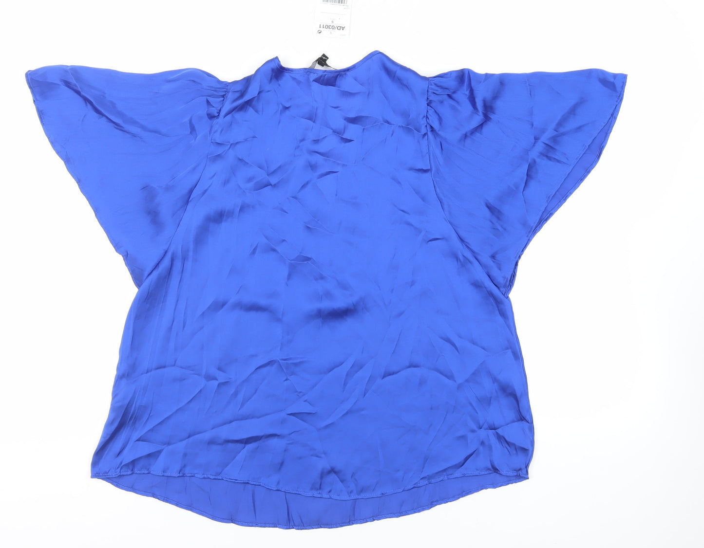 NEXT Womens Blue Polyester Basic Blouse Size 6 V-Neck - Flare Sleeves