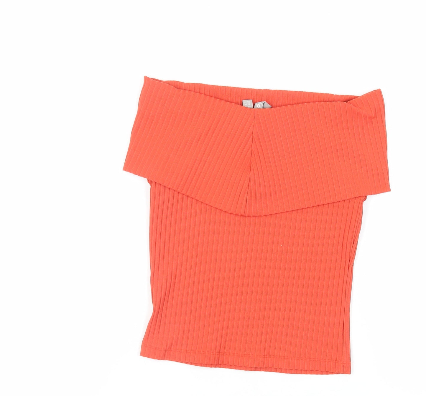 ASOS Womens Orange Polyester Cropped Blouse Size 6 Off the Shoulder - Ribbed
