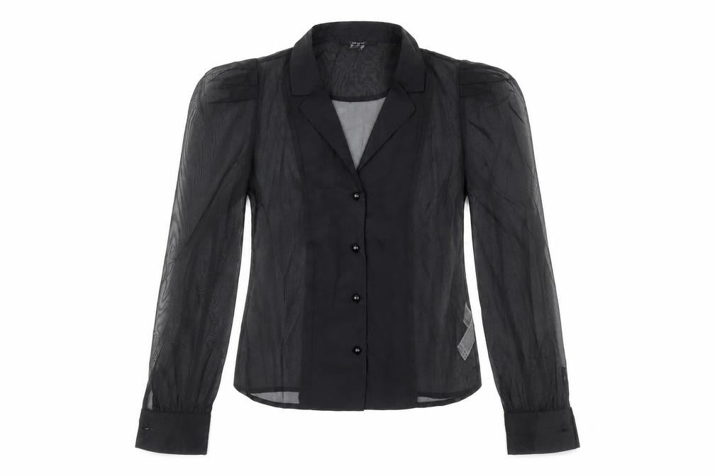 FOREVER 21 Womens Black Polyester Basic Blouse Size 12 Collared