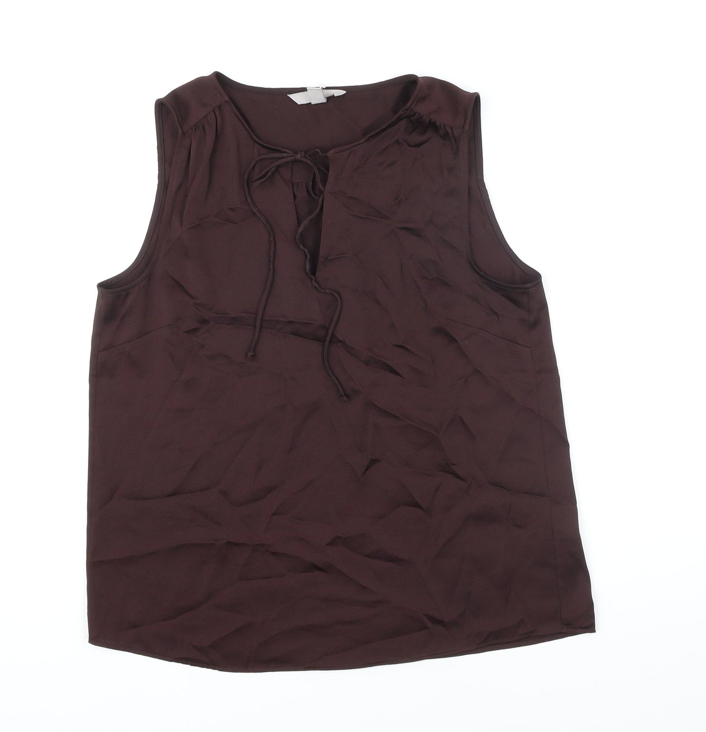 H&M Womens Brown Polyester Tunic Blouse Size S Boat Neck